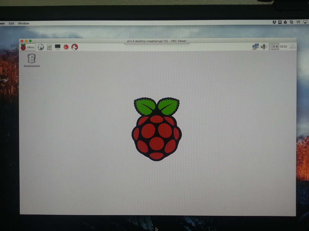 Initial Raspbian window running on Raspberry PI